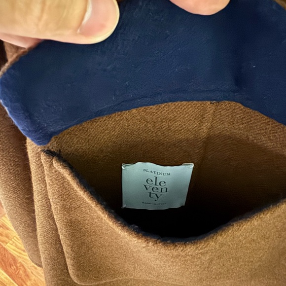 [Like New] Men’s Eleventy Reversible Wool Coat in Navy/Brown - Picture 7 of 8